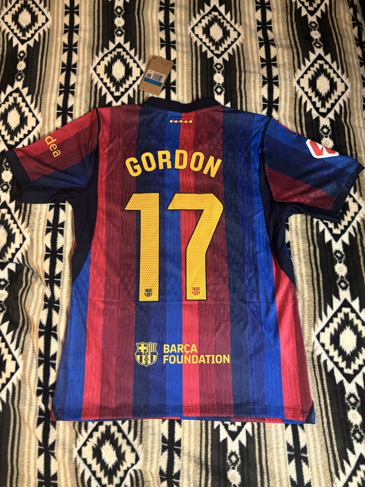 Nike FC player version Barcelona Gordon #17 Soccer Jersey Blue/Red Size M