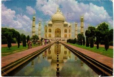 Postcard w/cool stamp Taj Mahal, Agra. picture