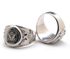 316L Stainless Steel U.S. American Military Rings - Navy Marines Army Air Force picture