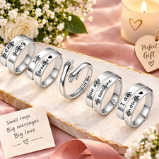 5 Set, Hope Rings Set Hug Ring Just Breathe Inspirational Adjustable Women Gift, picture