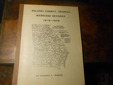 GEORGIA GENEALOGY Marriage Records 1819-1848 PULASKI COUNTY Frances Ingmire picture