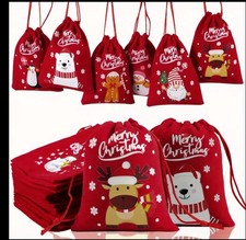24 Pack Christmas Drawstring Gift Bags, 5x3.5", Candy, Small Gifts, Gift Cards picture