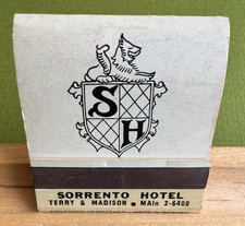 Seattle Hotel Sorrento, Wooden-Stick Matchbook, Unusual, Vintage, Front-Strike!! picture