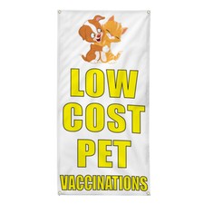 Vertical Vinyl Banner Multiple Sizes Low Cost Pet Vaccination Business Outdoor picture