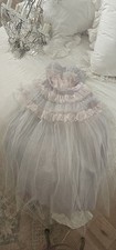Vintage 1950 Tulle and Tiered Lace Blue And Pink Long Prom Dress picture