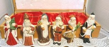 Brookstone History of Santas Past Set of 6 Santa Ornaments  w/wooden box picture