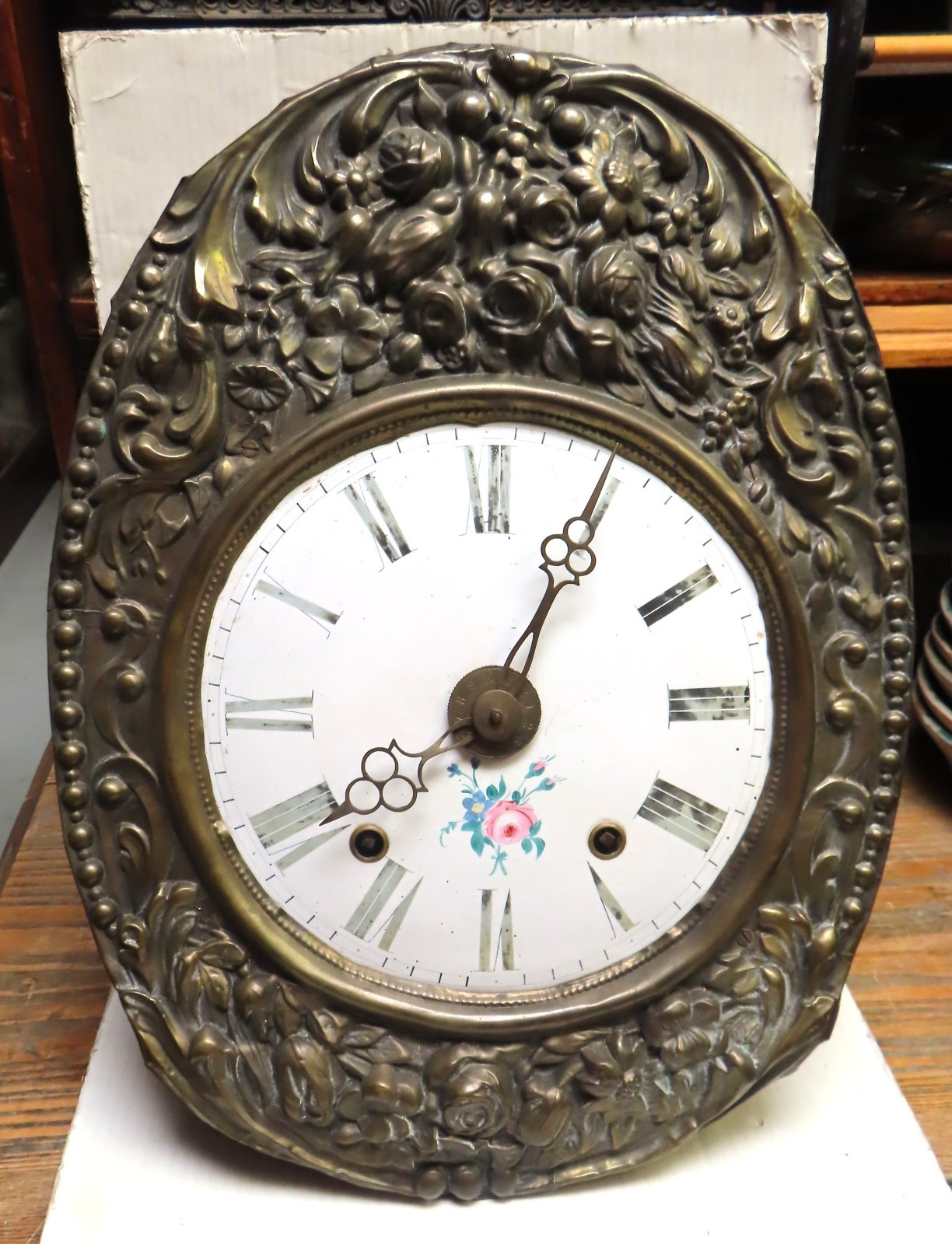 Antique Dial, Surround, Movement for a Morbier or Comtoise Grandfather Clock