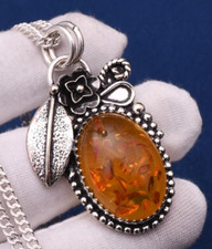 Baltic Amber Gemstone 925 Sterling Silver Handmade Jewelry Pendant 1.87" picture