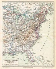 USA  dated 1889 United States of America Original Map New York Pennsylvania picture