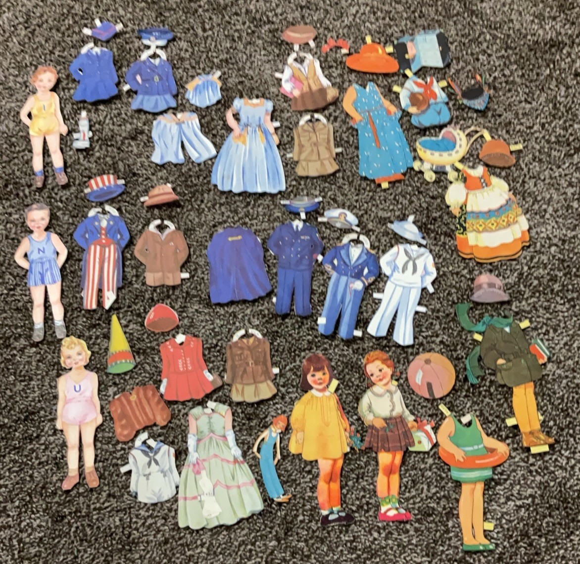 VINTAGE EPHEMERA  BOY  AND GIRL CLOTHING PAPER CUT-OUTS MIXED LOT