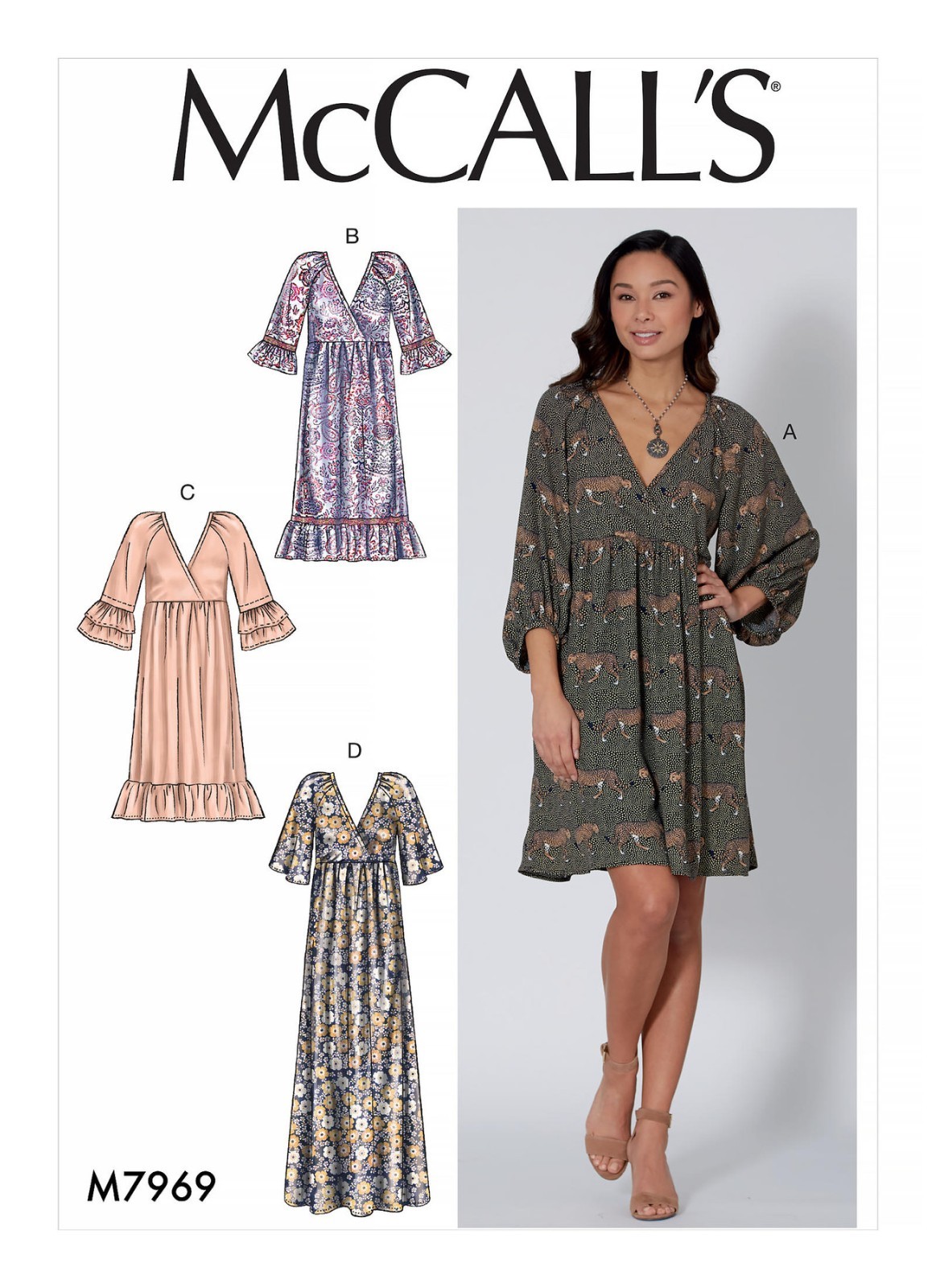 McCall 7969 Sz L-XXL EASY Boho Farmhouse Dress Raglan Gathered Cottage Pattern McCall 7969 Sz L-XXL EASY Boho Farmhouse Dress Raglan Gathered Cottage Pattern