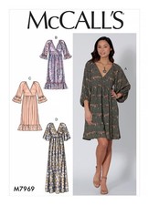 McCall 7969 Sz L-XXL EASY Boho Farmhouse Dress Raglan Gathered Cottage Pattern picture