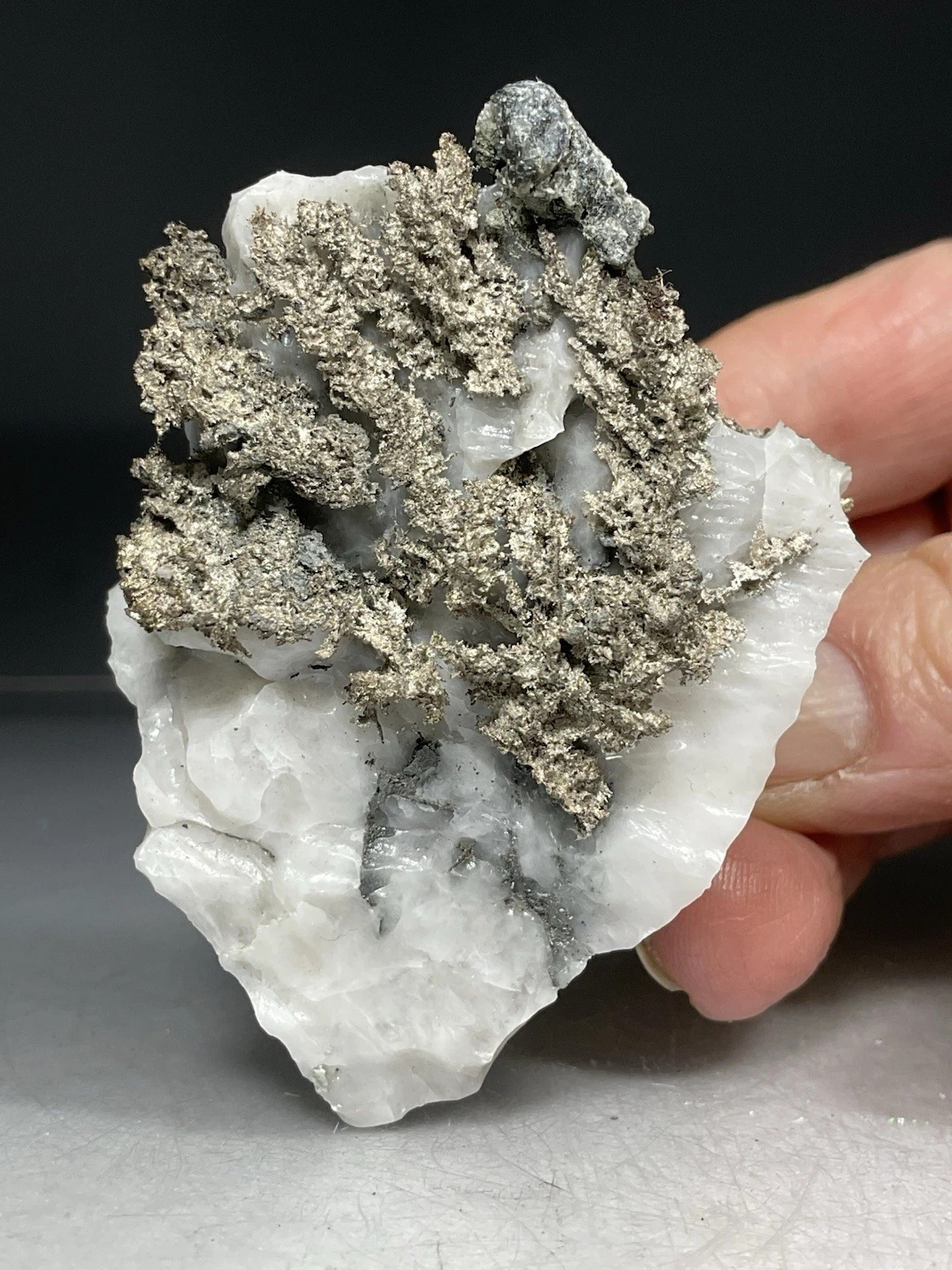 Native Silver w/ Calcite (Bouismas Mine, Morocco) - Bou-Azzer, Drâa-Tafilalet Native Silver w/ Calcite (Bouismas Mine, Morocco) - Bou-Azzer, Drâa-Tafilalet