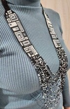 Handmade Seed Bead Fringe Necklace Set  Boho Geometric Jewelry Matching Earrings picture
