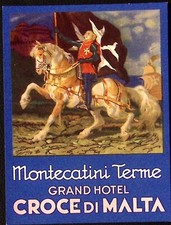 1940s Montecatini Terme Grand Hotel Croce di Malta Hotel Luggage Label Horse picture