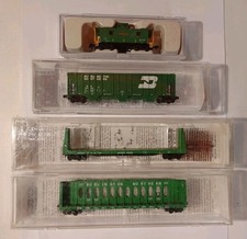 N Scale Micro-Trains & Atlas BNSF Burlington Northern Car Lot Of 4 Hopper Flat picture