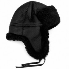Handmade Real Shearling Leather Trapper  Hat —  Russian Ushanka, Aviator Hat picture