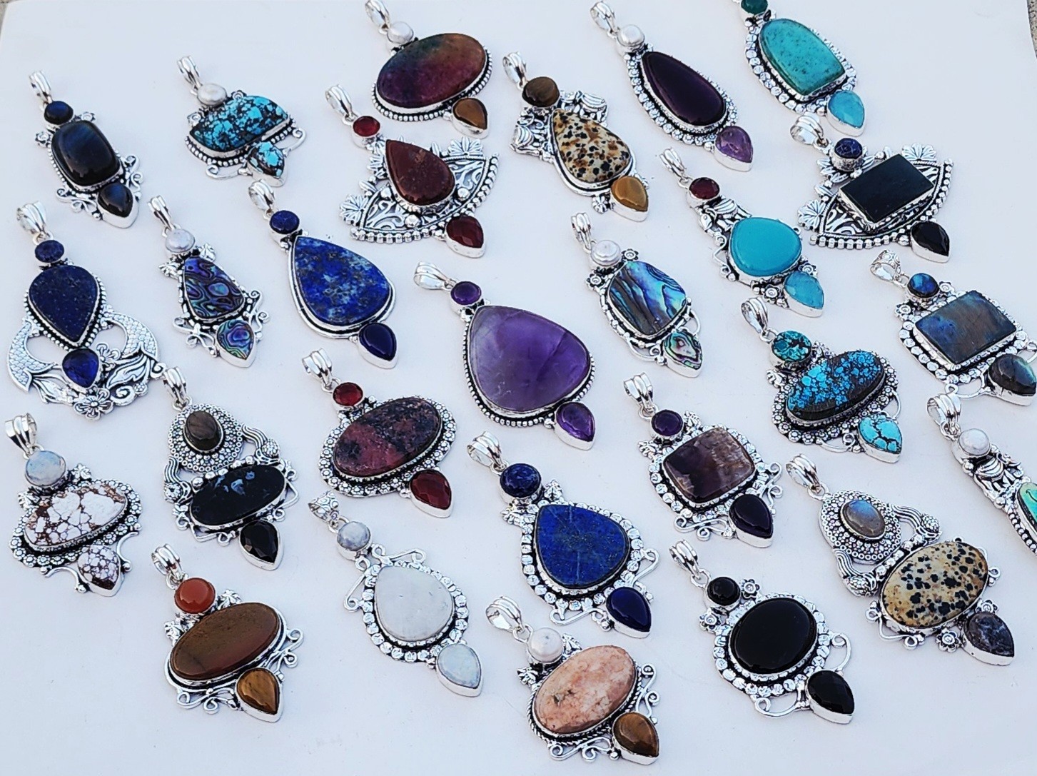 Assorted Natural Multi Gemstone Designer Pendants Jewelry