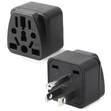 2 Pack US Travel Plug Adapter, Eu,Uk,Au,In,Cn,Jp,Asia,Italy,Brazil to USA (Type picture