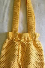 Handmade Crochet Cotton Beach Tote, Yellow Boho Market Bag,Hand Bag  (15"x15.5") picture