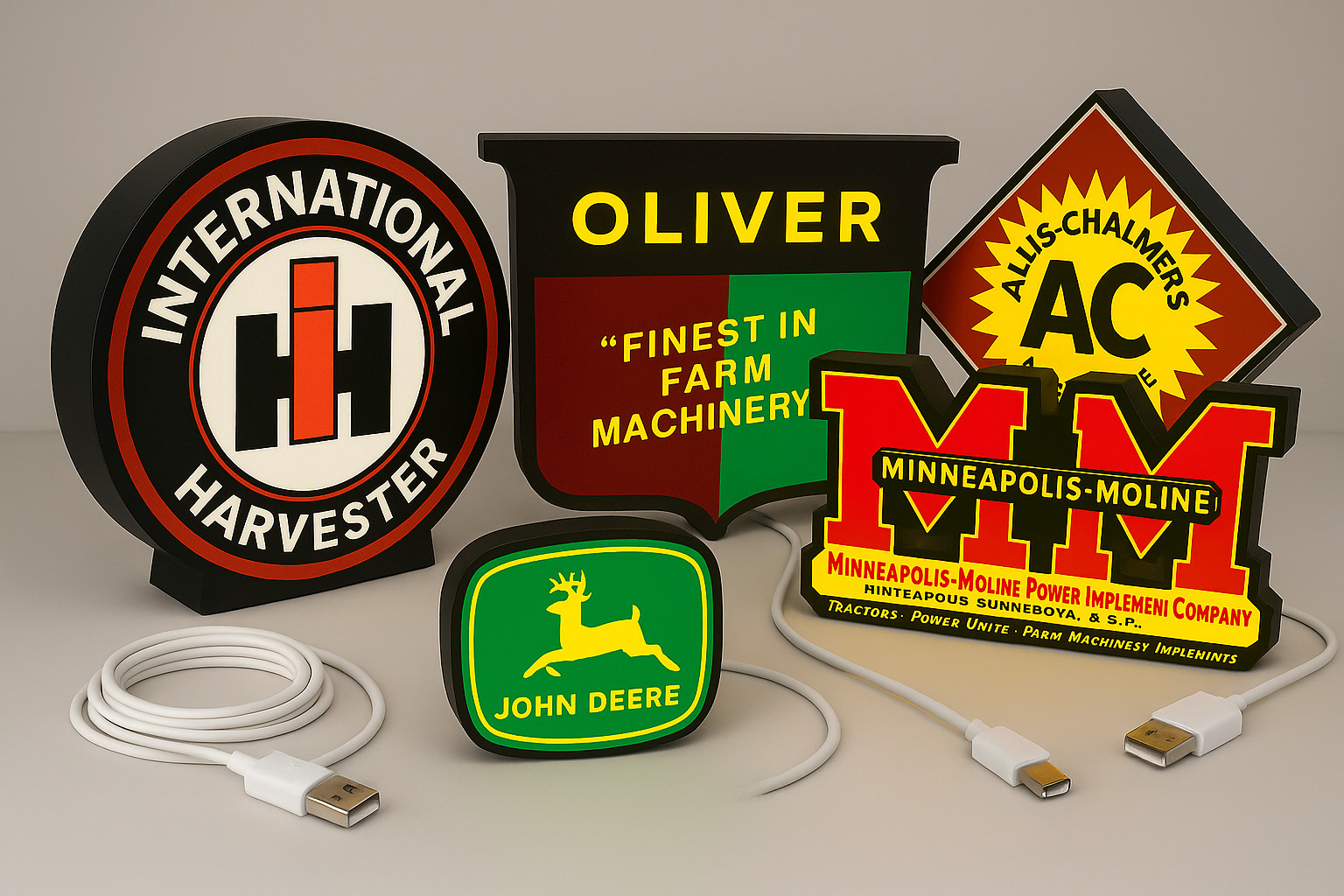 5 Lighted Farm Equipment Advertising Signs – Collectable 5 Lighted Farm Equipment Advertising Signs – Collectable