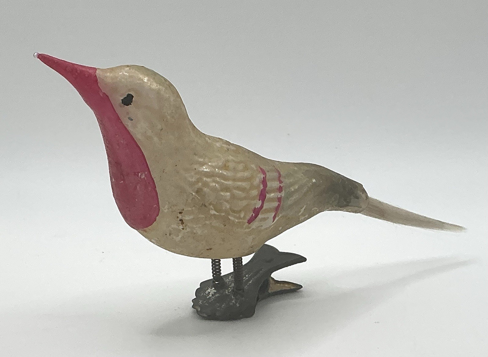 German Antique Blown Glass Clip On Bird Christmas Tree Ornament Hand Painted German Antique Blown Glass Clip On Bird Christmas Tree Ornament Hand Painted