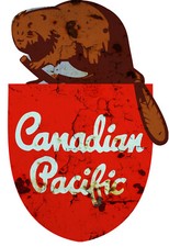 CANADIAN PACIFIC RAILROAD 19.5" HEAVY DUTY USA MADE METAL RR ADVERTISING SIGN picture