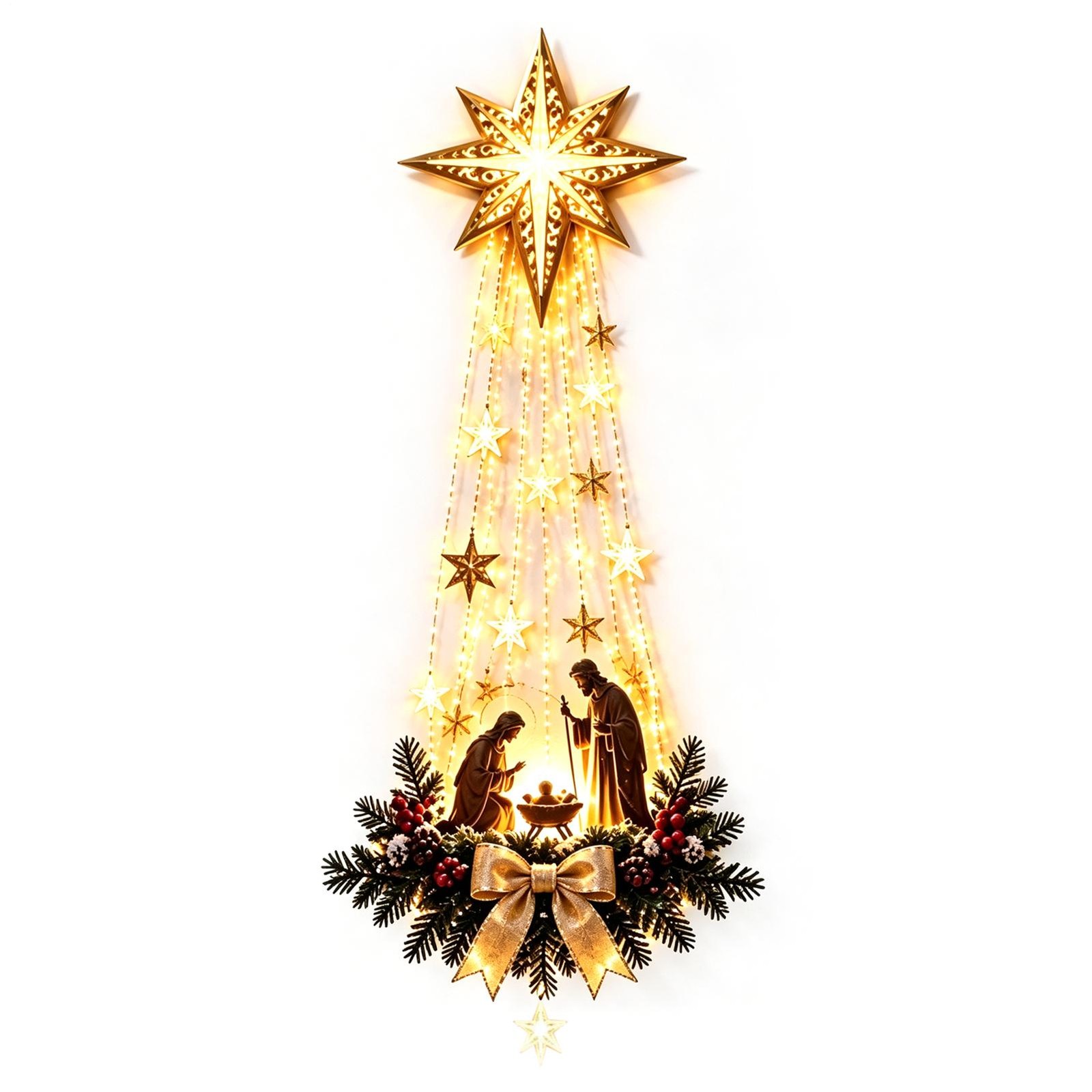 Nativity Wall Decor Christmas Holy Family Star LED Light Hanging Ornament Nativity Wall Decor Christmas Holy Family Star LED Light Hanging Ornament