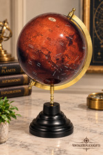 8 Inch Mars Globe Planetary Model Brass Meridian Wooden Base Space Decor Gift picture