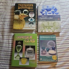 Lot of 4 Vintage Glassware Reference Books - Depression Glass Collector Guides picture
