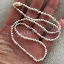 Mini 2-3mm Real Natural White Akoya Pearl Necklace 14-28'' 14k Gold Clasp picture