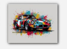 Vintage car 1962 Ferrari 250 GTO picture art splashes of paint  #3 Reprint picture