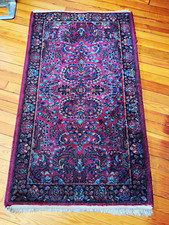 Vintage Karastan Sarouk 703 Wool Rug 3x5 Red Persian Style USA Made 4 identical picture