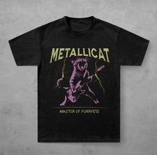 Rock out with this graphic parody tee featuring a guitar-shredding cat picture