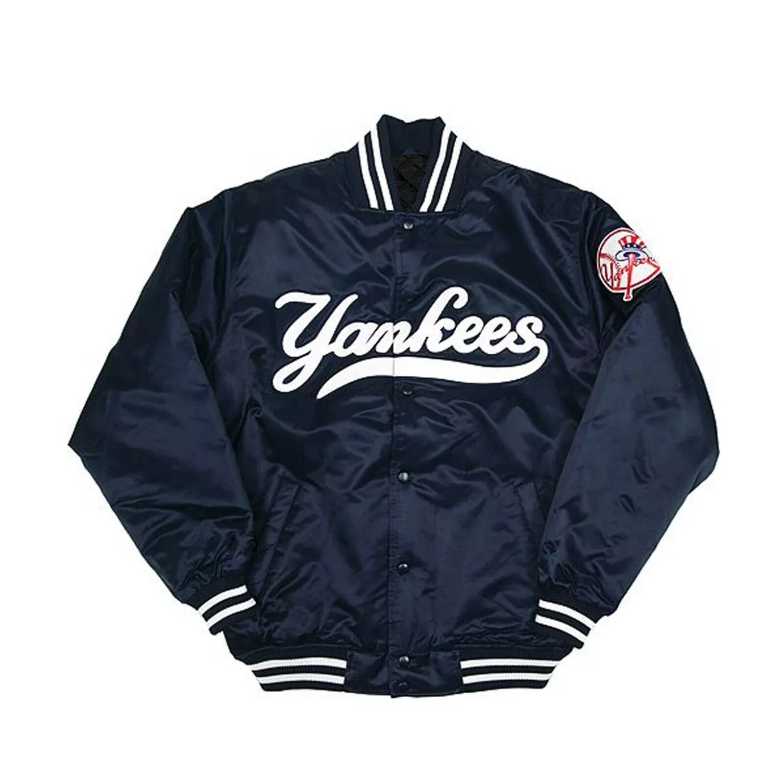 NY Yankees 90s Vintage Athletic Jacket Blue Satin Bomber Style Varsity Jacket