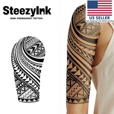 SteezyInk temporary tattoo Geometric Tribal last upto 2 weeks 5.5 x 9 inch picture