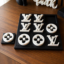 Luxury Fashion Tic Tac Toe Board Game Set, Black/White, Letter & Flower Pieces picture