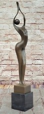 Modern Female Figurine Solid Genuine Bronze Sculpture Collectible Mid Century picture