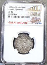 1526-44 ENGLAND 4 PENCE S-2337E KING HENRY VIII NGC XF 45 RARE HIGH GRADE picture