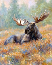Farm House Art Elegant Bull Moose oil art print. Free Shipping  0119 picture
