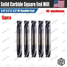 5PCS 4 Flute 1/4"x 1/2" x 2-1/2" Solid Carbide End Mill Double End AlTiN Coated picture