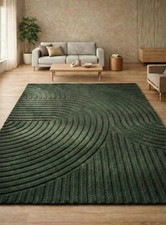 Forest Green Tufted Area Rug Handmade Modern Abstract Soft Plush Living Room 6x9 picture