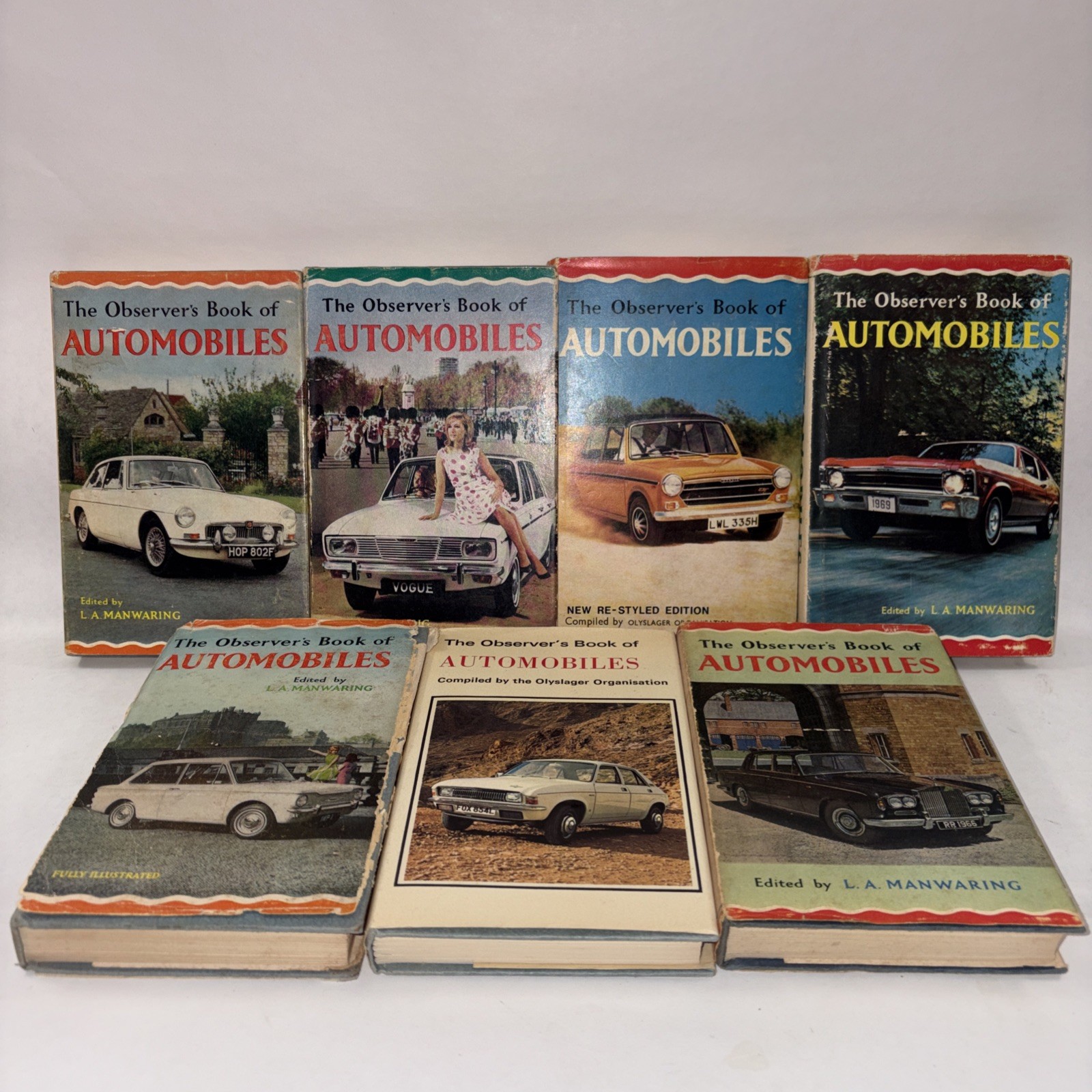 The Observers Book of Automobiles by L.A. Manwaring Collection Of 7 Hardback ‘69