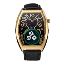 Frank Miura King Macau Gamble Watch Men's Gold Black Dice Design Japan picture