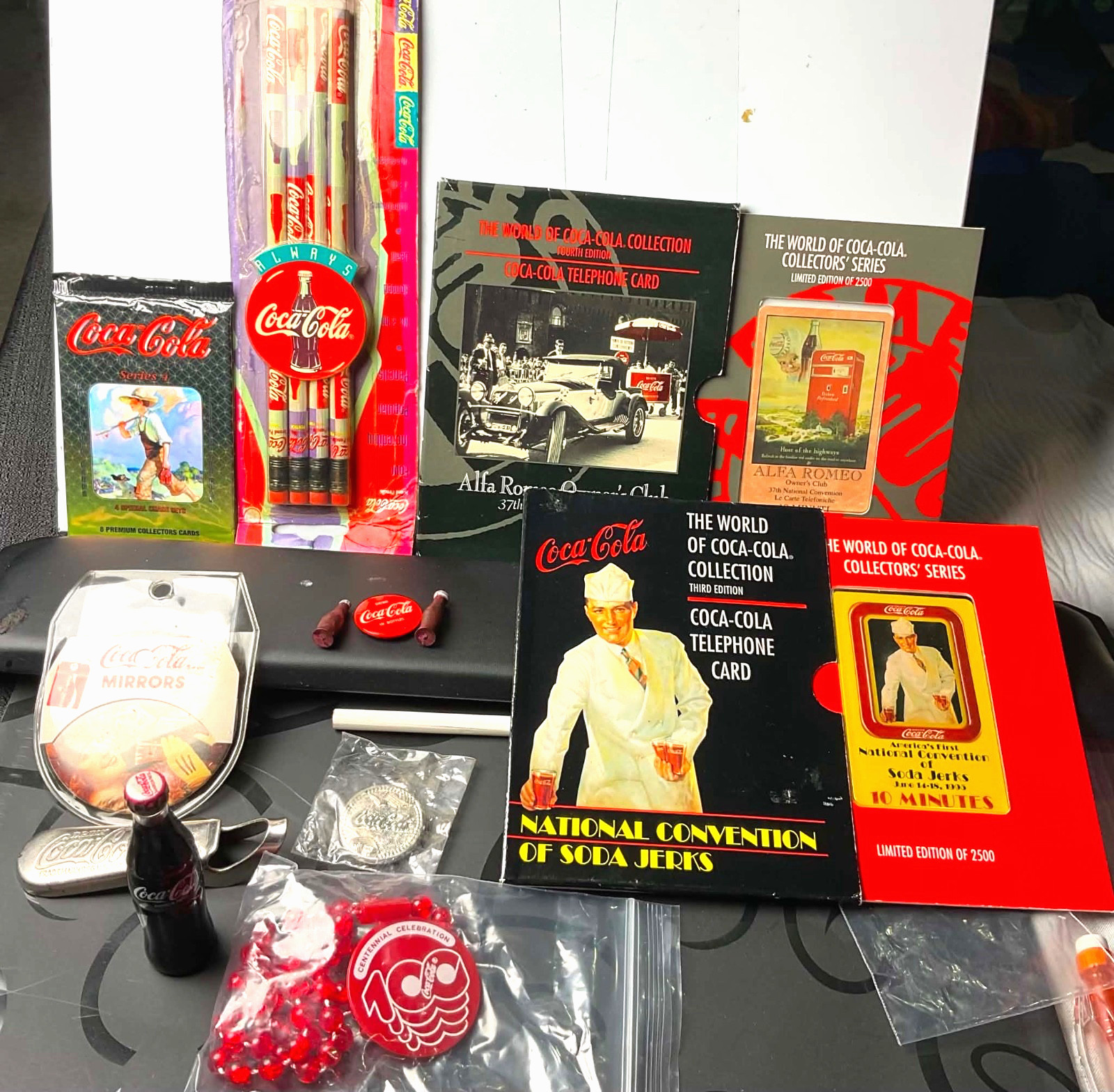 Vintage Coca-Cola Memorabilia Lot - Telephone Cards, Trading Cards, Pencils & No