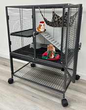 Sturdy 2-Tier Tight 1/2-inch Bar Rat Ferret Chinchilla Mice Hammock Critter Cage picture
