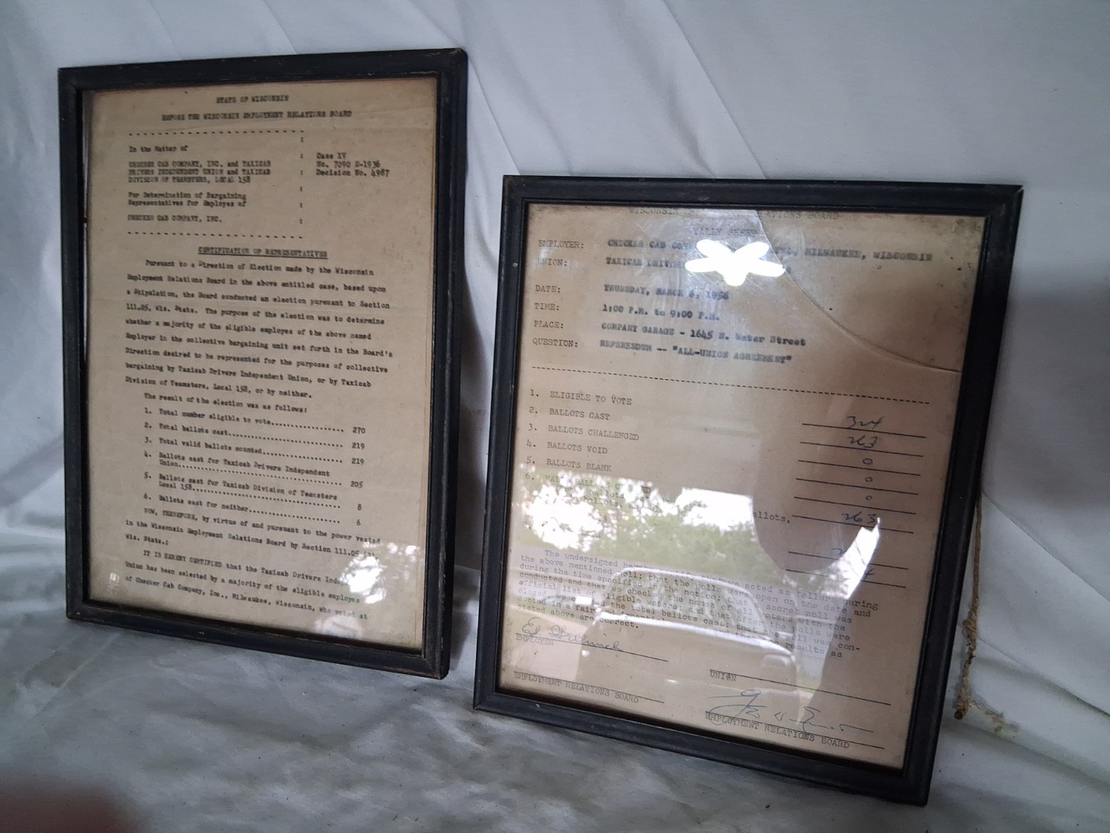 Pair Of Documents Regarding Union Recognition By The Checker Cab Co. PRICE DROP Pair Of Documents Regarding Union Recognition By The Checker Cab Co. PRICE DROP