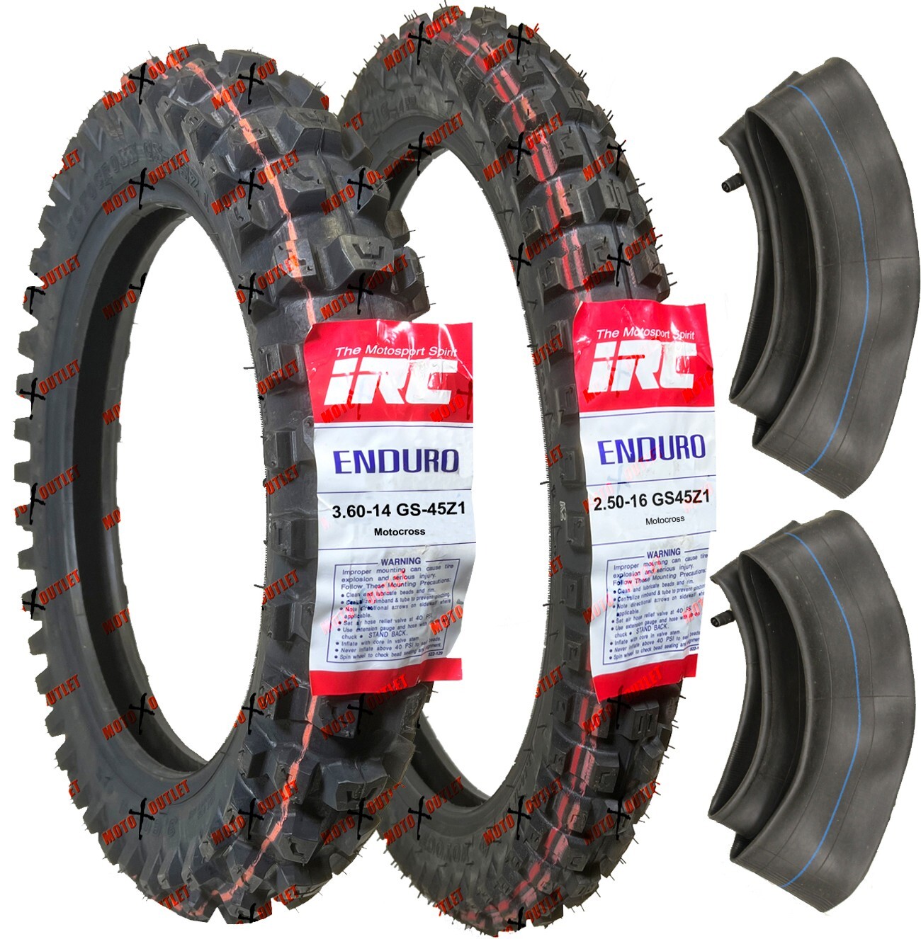 IRC 2.50-16 3.60-14 Tires Tubes Front Rear Tire Set GS45Z1 Motocross XR80 CRF80 IRC 2.50-16 3.60-14 Tires Tubes Front Rear Tire Set GS45Z1 Motocross XR80 CRF80