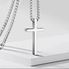 Pure Titanium Anti-allergy Cross Pendant Necklace Men Women Jewelry Gift picture