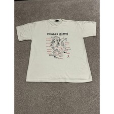 Vintage Phuket Island Thailand T-Shirt Mens Large White Excellent Map Graphic picture